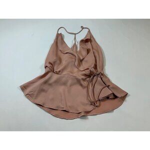 ASTR The Label Womens Wrap Peplum Tank Top Medium Blush Pink Sleeveless (GG72)